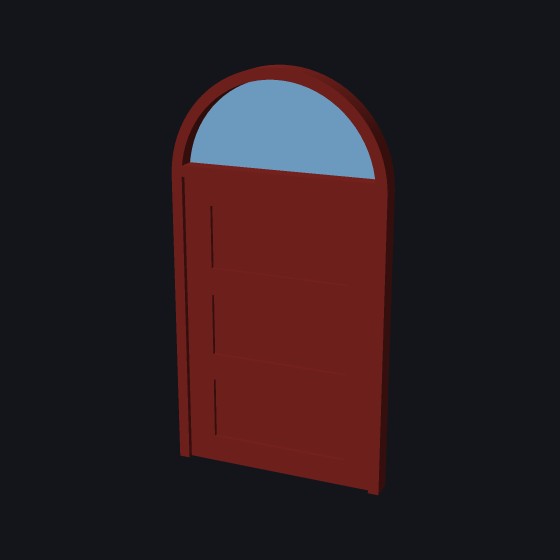 A model arched door with a fanlight over it