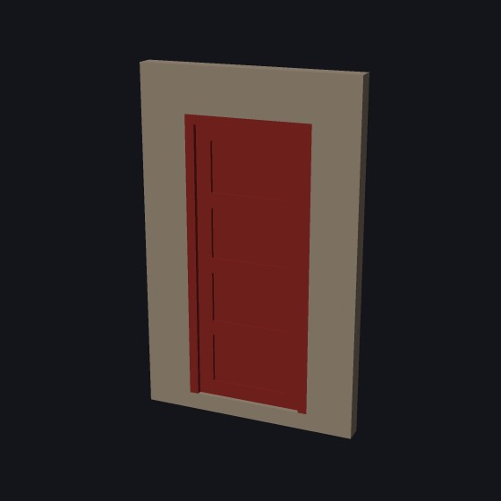 A single model door with four recessed panels, set in a wall