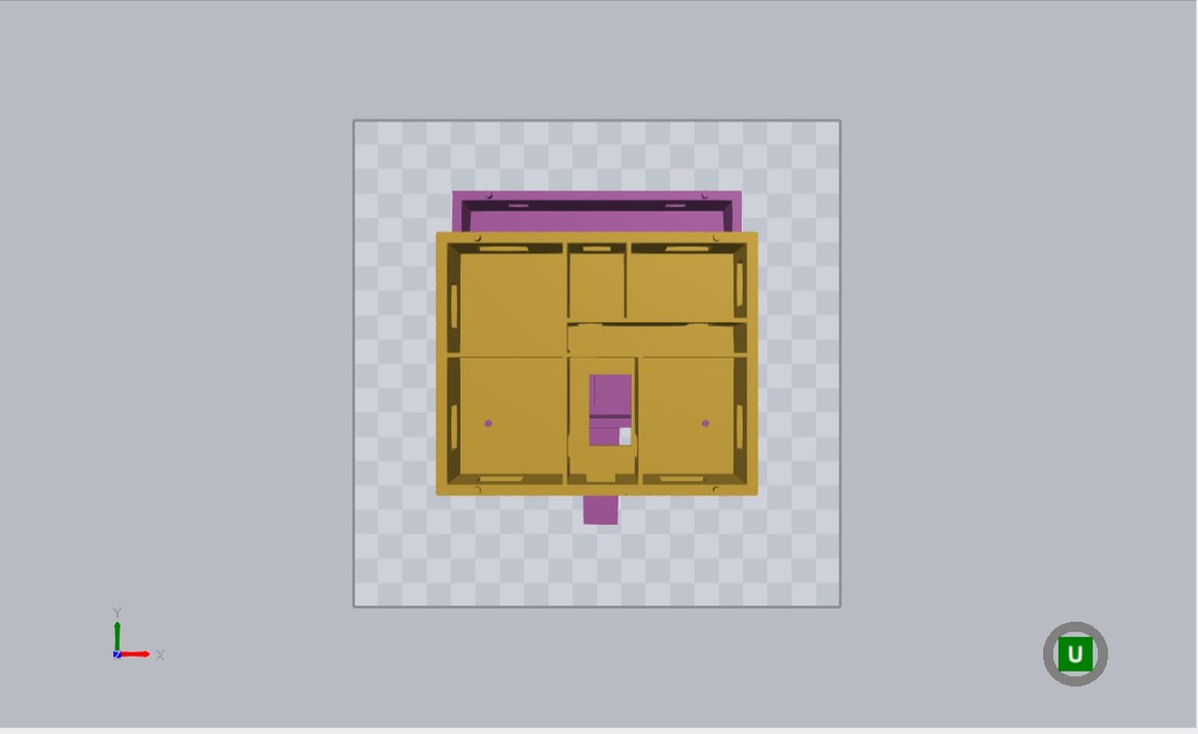 Plan view of the interior layout: six rooms, a hall and the stair opening