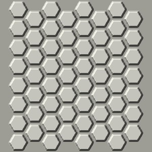 Hex, 3D relief view, shaded