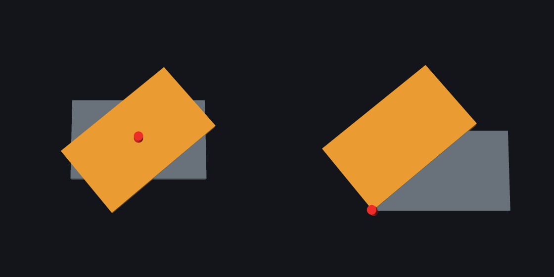 The same lid turned 40 degrees about its middle, and about a corner where a hinge would be