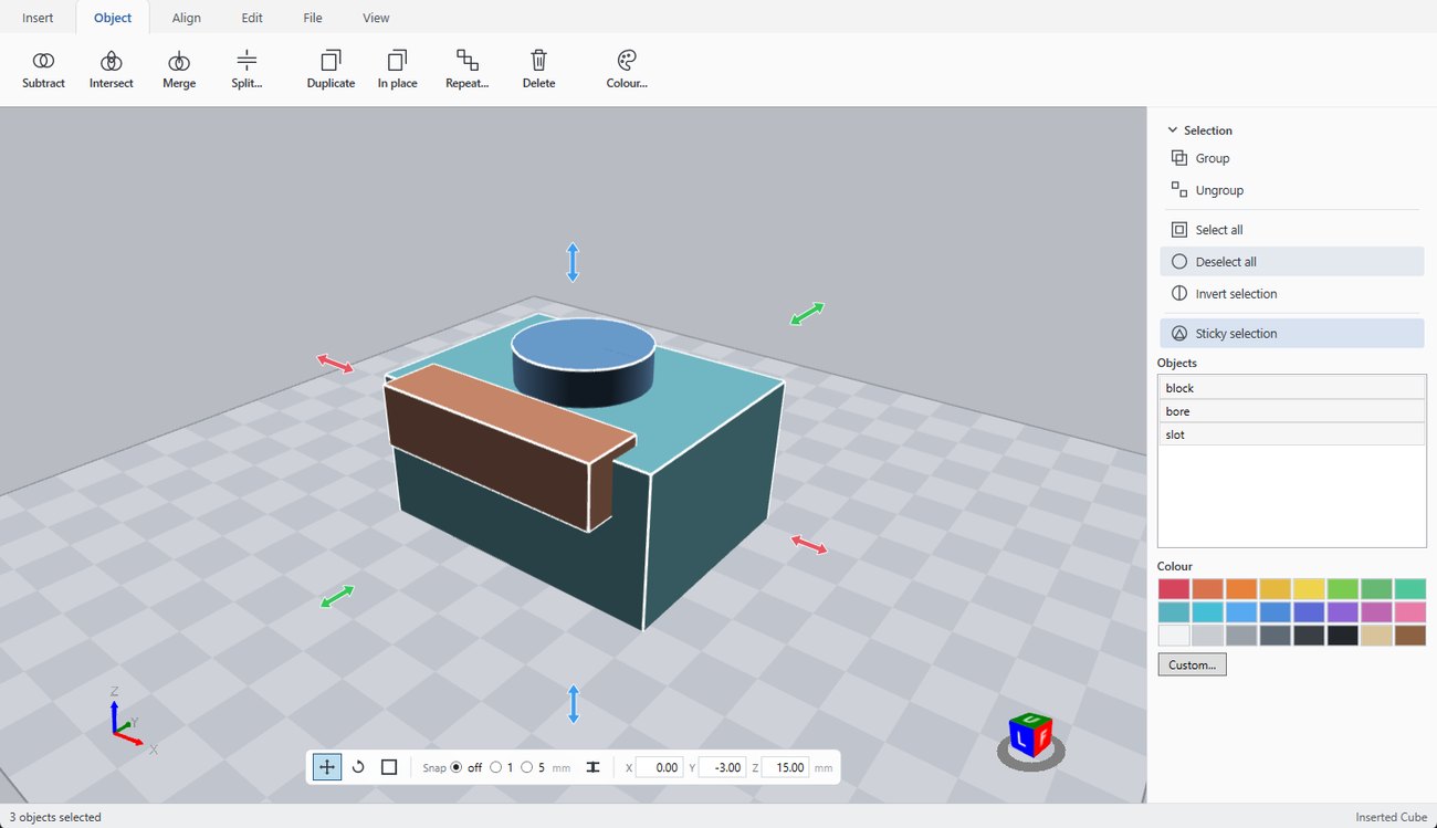 The Object tab of 3DFastCraft, with an example on the build plate