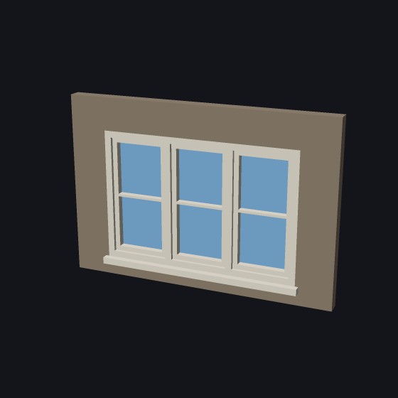 A wide model window with three casements side by side